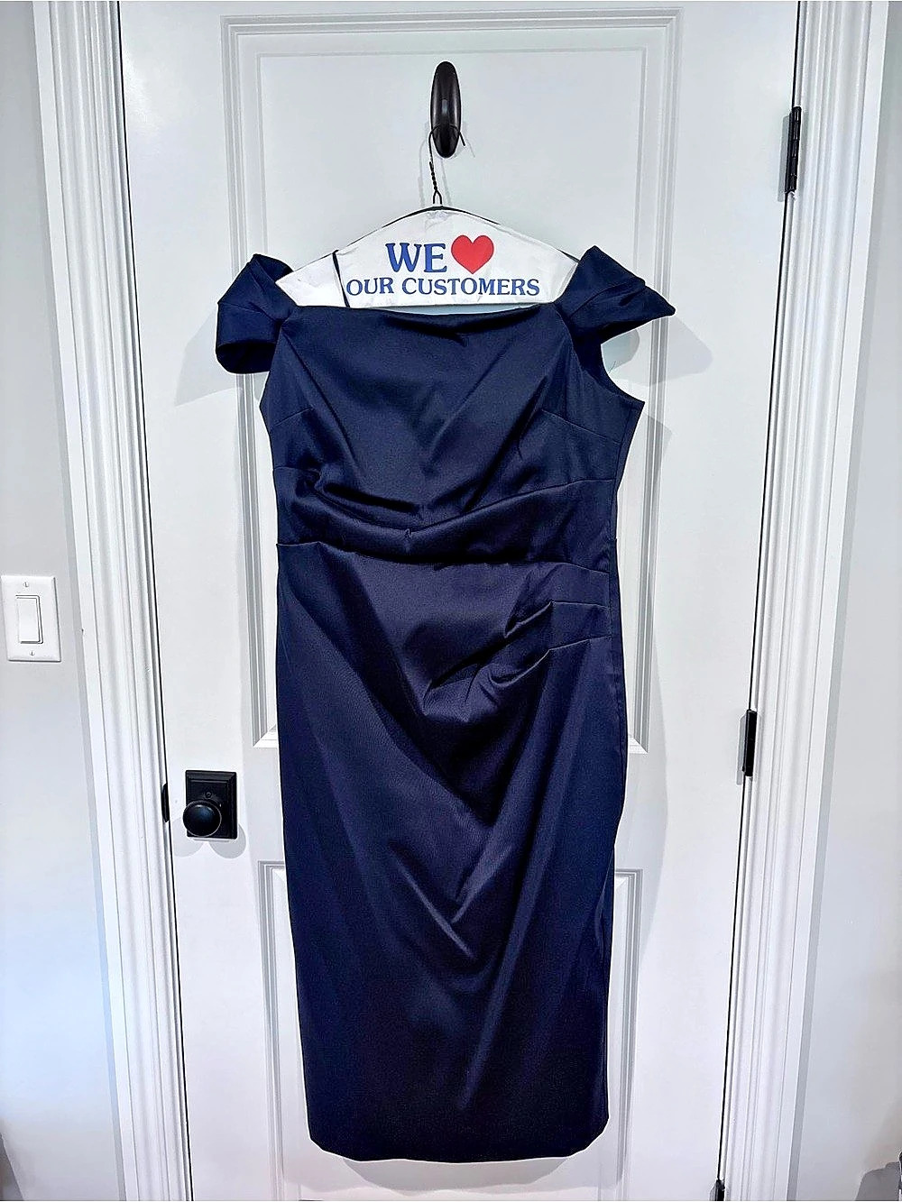 Adrianna Papell Black Draped Midi Dress Size 18 Like New